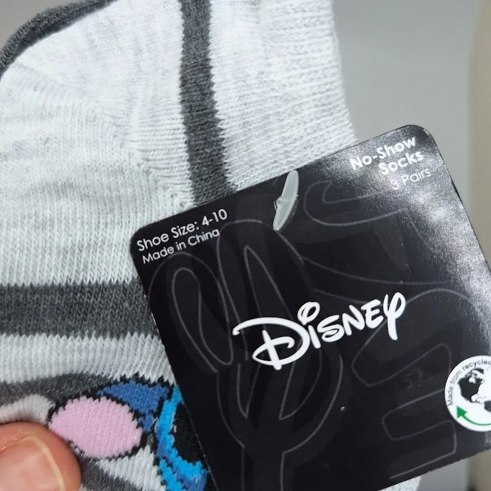 DISNEY STITCH No show SOCKS 3 PAIR BUNDLE PACK